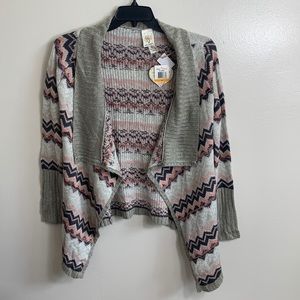 Self Esteem Gray/Pink Cardigan Sweater Size S